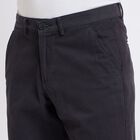 Men's 100% Cotton Slim Fit Casual Trousers , गहरा ग्रे, small