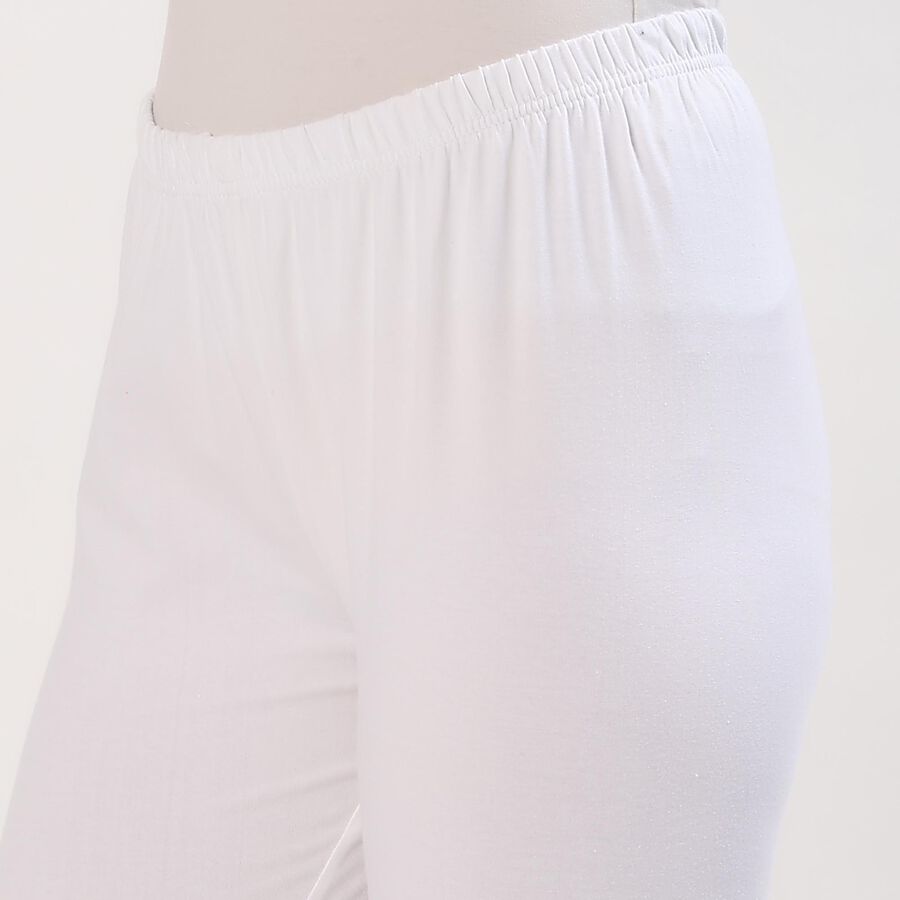 Women's Bright White Cotton Blend Ankle-Length Churidar, सफ़ेद, large image number null