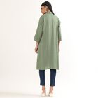 Women's Muted Sage Green Collared Self Design Kurta, गहरा हरा, small image number null
