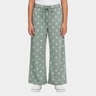 Girls' Muted Sage Green Floral Printed Cotton Blend Pyjama, Light Green, small image number null
