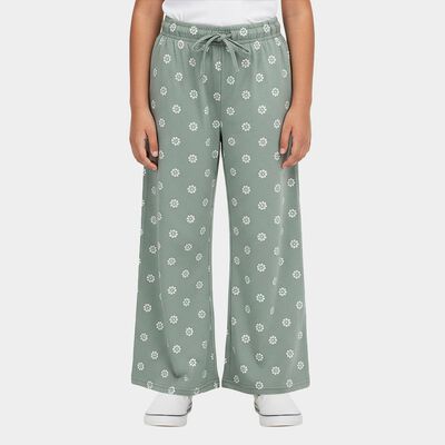 Girls' Muted Sage Green Floral Printed Cotton Blend Pyjama