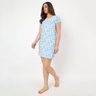 Women's Light Blue V-Neck Minimalist Nighty, Light Blue, small