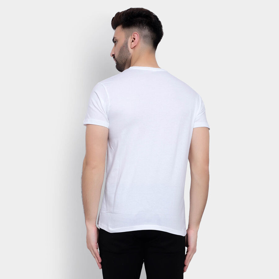 Cotton Solid Round Neck T-Shirt, White, large image number null