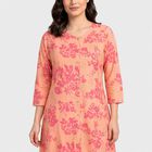 Women's Peach Floral Printed Ethnic Set, Peach, small