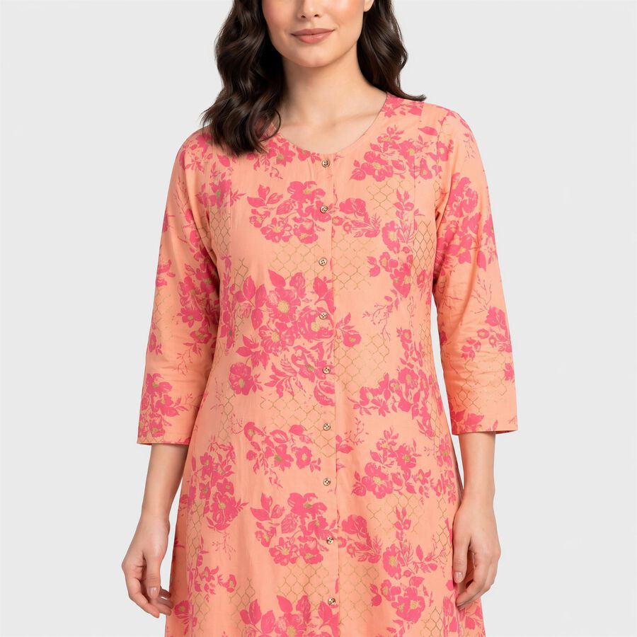 Women's Peach Floral Printed Ethnic Set, Peach, large