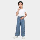 Girls Light Blue Wide Leg Lace Up Detail Jeans, Light Blue, small
