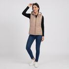 Women's Beige Hooded Puffer Jacket, गहरा पीला, small
