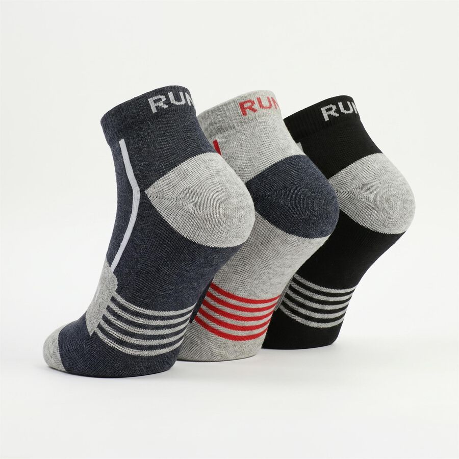 Men's Regular Fit Text Print Pack of 3 Socks ( Black, Grey, Blue ), काला, large
