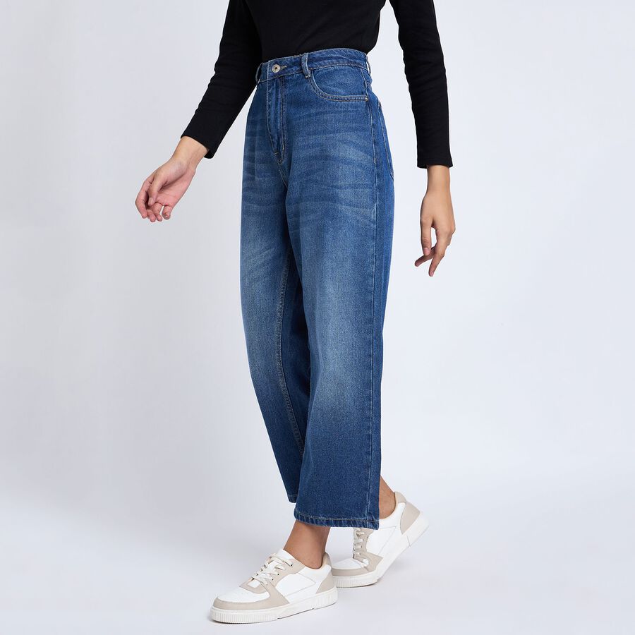 Ladies' 100% Cotton Jeans, Mid Blue, large image number null