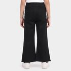 Girls Black Flared Fit Raw Hem Jeans, काला, small