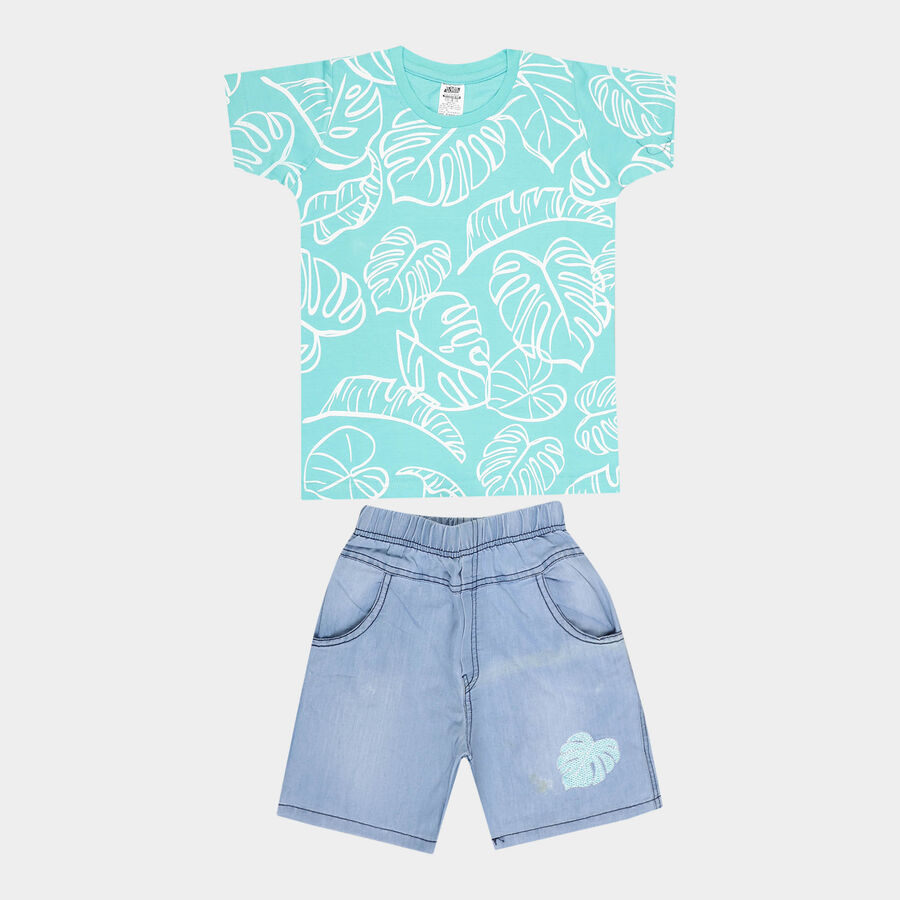 Boys Cotton Baba Suit, Light Blue, large image number null