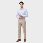 Men's Light Grey Slim Fit Checked Casual Trousers, Light Grey, small