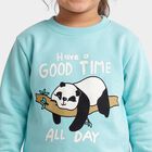 Girls' Aqua Crew Neck Pullover Sweatshirt, एक्वा, small