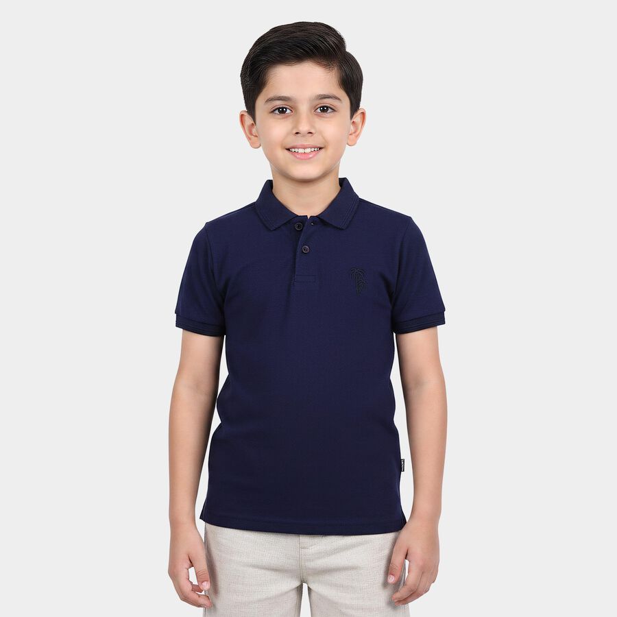 Boys Navy Blue Polo Neck Polo Boys T-Shirt, नेवी ब्लू, large