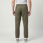 Men's Olive Green Slim Fit Drawstring Chino Trousers, ओलिव, small