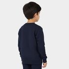 Boys Deep Midnight Navy Blue Crew Neck Casual Sweatshirt, Navy Blue, small