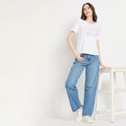 Ladies' Cotton Round Neck T-Shirt, सफ़ेद, small image number null