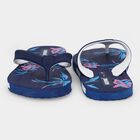 Women's Navy Blue Floral Print Flip-Flops, गहरा नीला, small