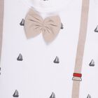 Infants' Beige Cotton Round Neck Printed Baba Suit, गहरा पीला, small image number null
