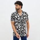 Men's Dusty Charcoal Black Cotton Half Sleeve Cuban Collar Casual Shirt, Black, small image number null