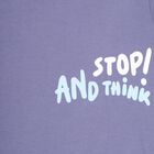 Boys' Purple Cotton Round Neck Casual T-Shirt, मध्यम नीला, small image number null
