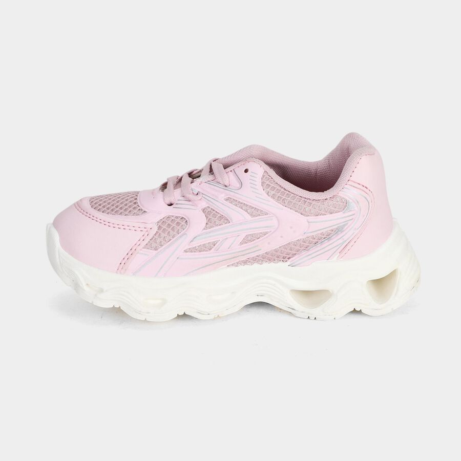 Girls' Pink Lace-Up Sneakers, Lilac, large
