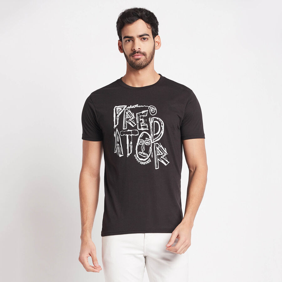 Round Neck T-Shirt, Black, large image number null