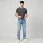 Men's Light Blue Slim Fit Washed Jeans, Light Blue, small