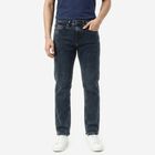 Men's Navy Blue Slim Fit Washed Jeans, Dark Blue, small