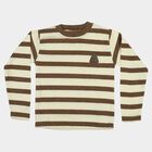 Boys' Brown Crew Neck Striped Pullover, Brown, small