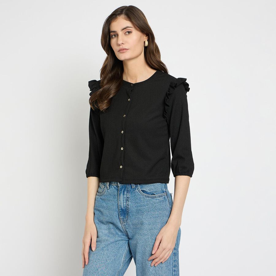 Ladies'  Crop  Top, काला, large image number null