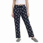 Women's Navy Blue Straight Fit Animal Printed Pyjama, Navy Blue, small