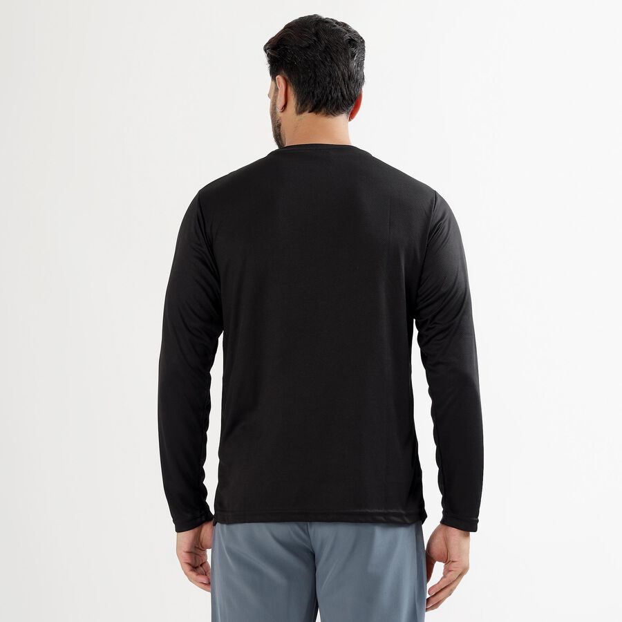 Men's Jet Black Crew Neck Casual T-Shirt, Black, large image number null
