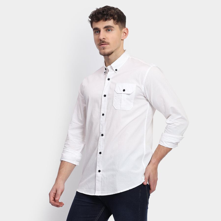 Men's 100% Cotton Casual Shirt , Off White, large image number null