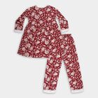 Girls Deep Crimson Red Viscose Floral Printed Kurta and Pant Fusion Set, Wine, small image number null