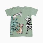 Boys Light Sage Green Cotton Round Neck Casual T-Shirt, Light Green, small image number null