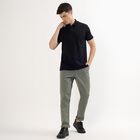 Men's Deep Midnight Navy Blue Cotton Polo Collar Classic T-Shirt, Navy Blue, small