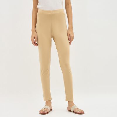 Women's Soft Beige Skinny Fit Ankle-Length Churidar