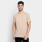 Cotton Solid Round Neck T-Shirt, Beige, small image number null
