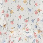 Girls' Soft White Floral Printed Sleeveless Frock, Off White, small