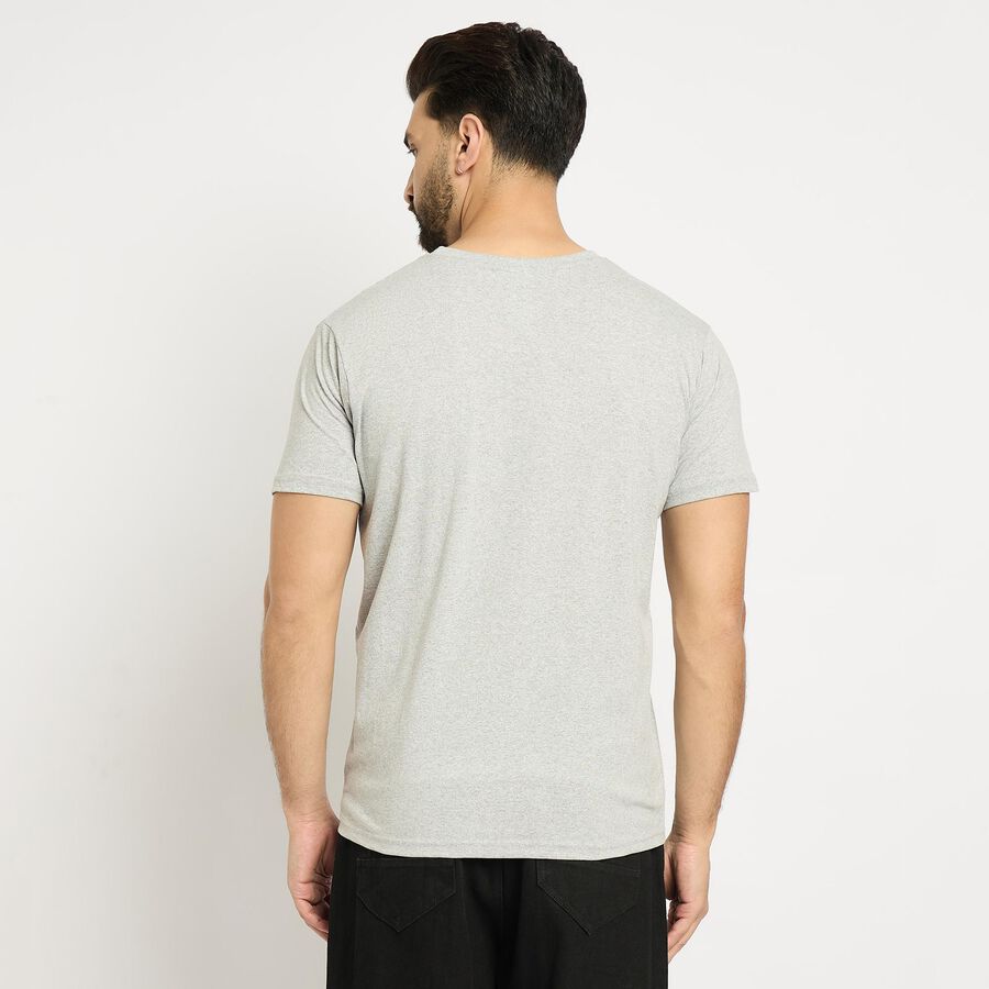 Men's Round Neck Half Sleeves T-Shirt , Melange Mid Grey, large image number null