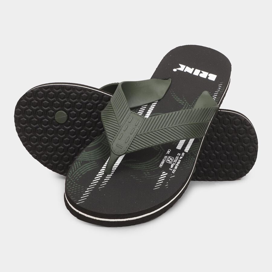 Men's Muted Olive Green Flip Flops, Olive, large