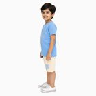 Boys' Blue Cotton Round Neck Embroidered Baba Suit, Mid Blue, small image number null