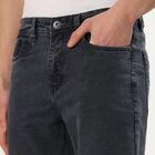 Men's Charcoal Black Slim Fit Faded Jeans, Dark Blue, small