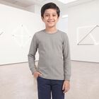Boys' Grey Long Sleeve Thermal, Melange Mid Grey, small