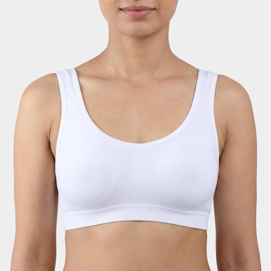 Women's White Wireless Seamless Everyday Bra, White, large
