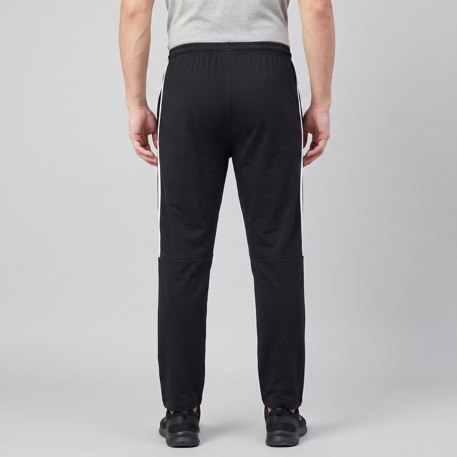 Men's Navy Blue Regular Fit Side-Striped Track Pants, Navy Blue, large
