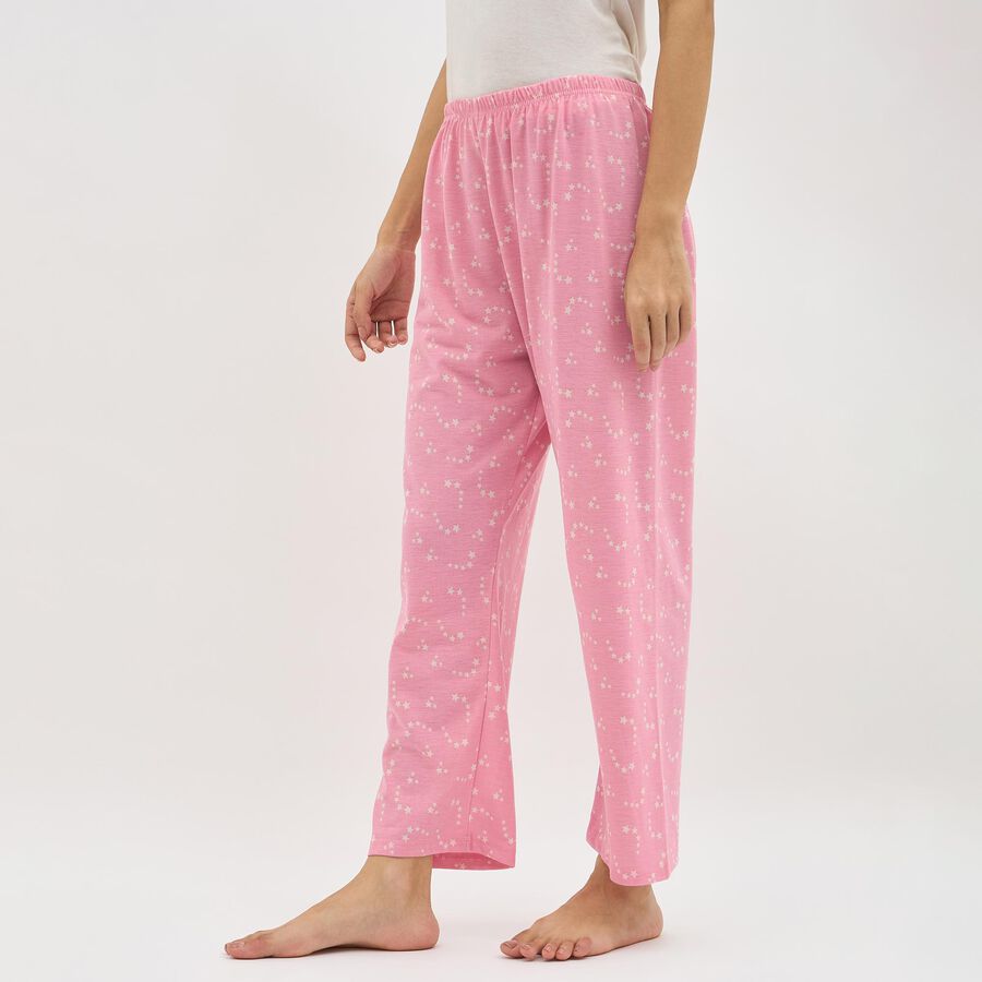 Women's Soft Pink Star Printed Full-Length Pyjama, Light Pink, large image number null