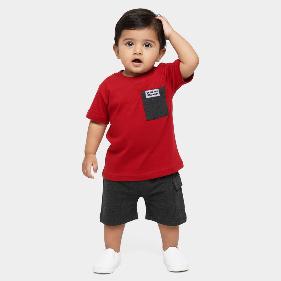 Infants' Purple Round Neck Pocket Detailed Baba Suit, बैंगनी, large