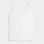 Girls Cotton Solid Vest, White, small image number null
